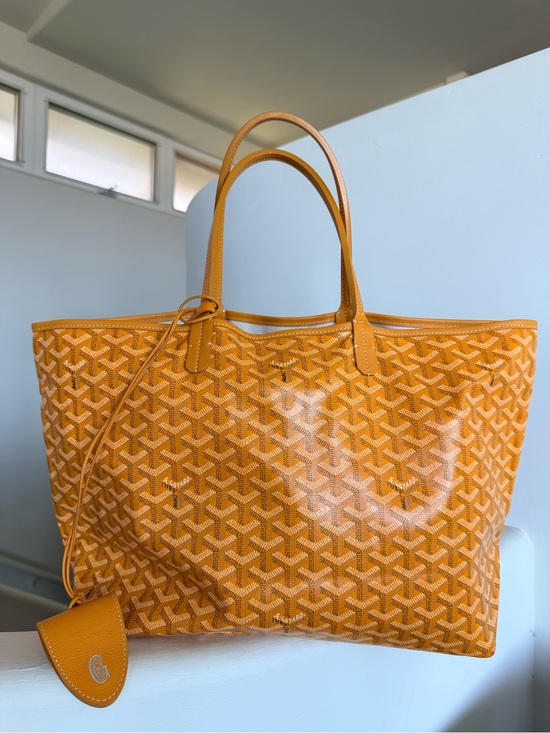 Handbags - Goyardine Designer Yellow Orange Tote Bag - Luxury Patterned Shoulder Tote